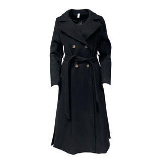 Nancy- Long Double Breasted Wool Coat Black