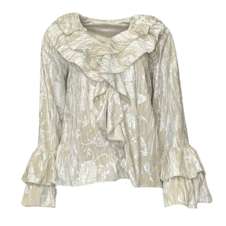 Monaca Ruffle Velvet Blouse- Cream