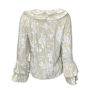 Monaca Ruffle Velvet Blouse- Cream