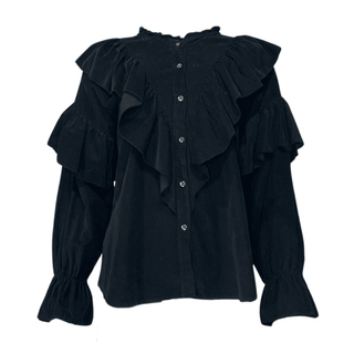 Liliana - Ruffle Baby Cord Blouse Black