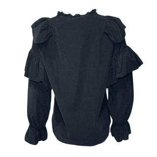 Liliana - Ruffle Baby Cord Blouse Black
