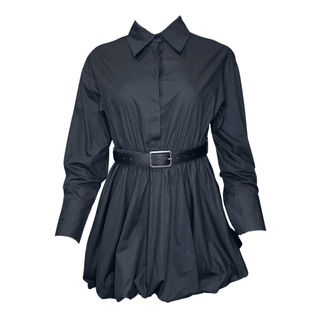 Nicole Puffball Shirt Dress- Black