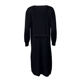 Laura Self Herringbone Cardigan with Pockets - Black