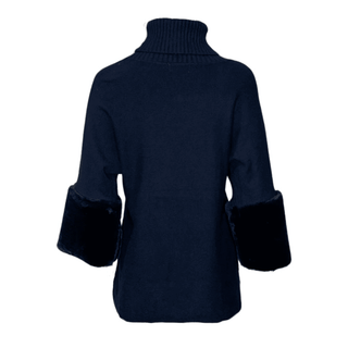Tina Soft Knit with Fur Cuff - Navy