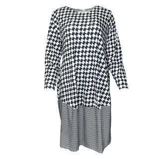 Lally Houndstooth Pattern- Dress- Black and White