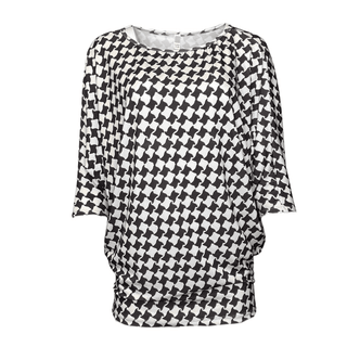 Houndstooth Top- Choc and Cream