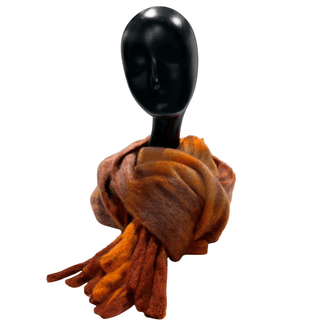 Pattern Wooly Scarf- Red and Orange