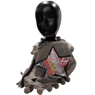 Reversible Star Scarf -Taupe- Super Soft