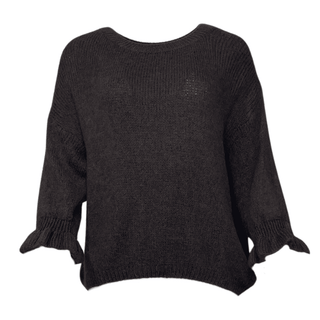 Daisy Ruffle Cuff Knit -Chocolate Brown