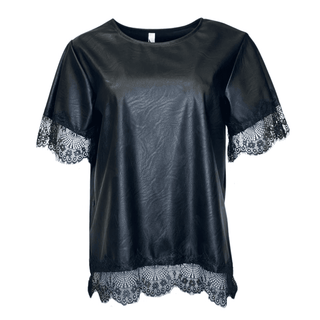 Freya- Faux Leather Top- Black