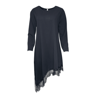Quinnie - Asymmetrical Dress with Lace Black