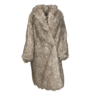 Maddie- Fur Long Coat - Beige/Brown