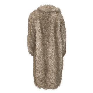 Maddie- Fur Long Coat - Beige/Brown
