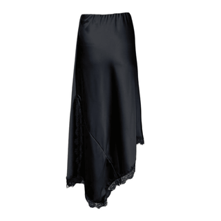 Anouk- Black Asymmetrical -Satin Skirt