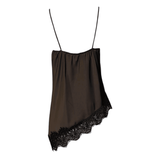 Roz - Chocolate Brown Asymmetrical -Satin Cami