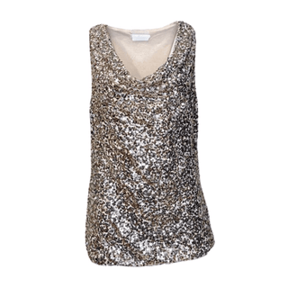 Michelle-Gold Sequin- Cowl Neckline