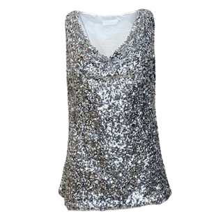 Michelle-Silver Sequin- Cowl Neckline