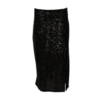 Nell - Black Sequin - Skirt -Slit