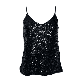 Cleo- Sequin Tank Top- Black