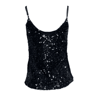 Cleo- Sequin Tank Top- Black