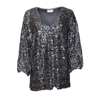 Chloe- Metallic Grey Sequin- Top
