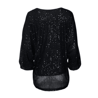Mia -Mesh Sequin Top-Black