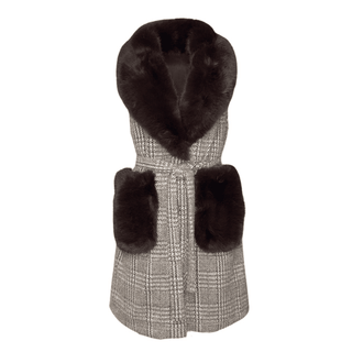 Kendra-Gilet Reversible- Fur Collar