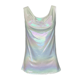 Kourtney- Shiny white -Cowl Neck