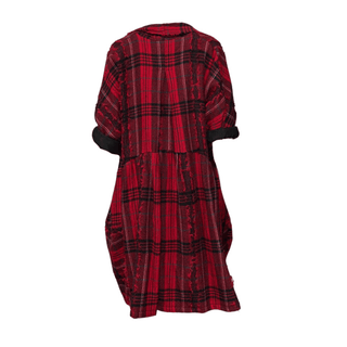 Vivienne W. Check Draping Coat - Red