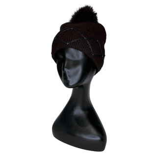 Chocolate Brown Beanie -Bobble-Gem