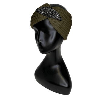 Diamanté Headband - Green- Sliver