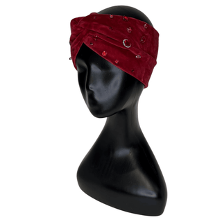 Gemstone Velvet Headband -Burgundy