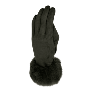 Soft Gloves- Green-Fur Trim