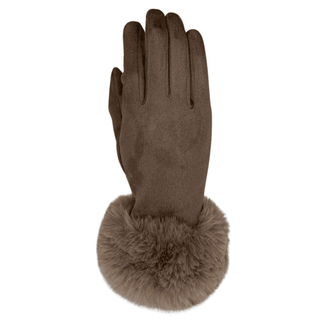 Soft Gloves- Taupe-Fur Trim