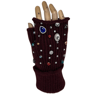 Finger-less Gloves- Burgundy- Gemstone