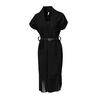 Luna- Wrap Coat-Fringe Trim