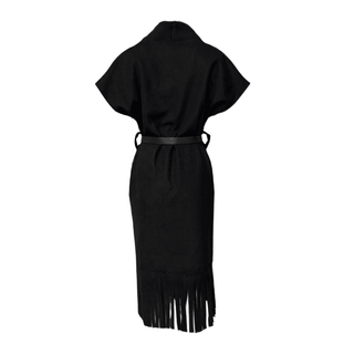 Luna- Wrap Coat-Fringe Trim