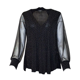 Tara Strass V neck Top - Black