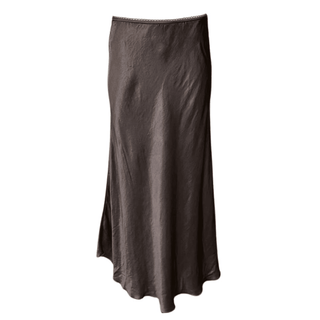Meg-Chocolate Brown - Satin Skirt