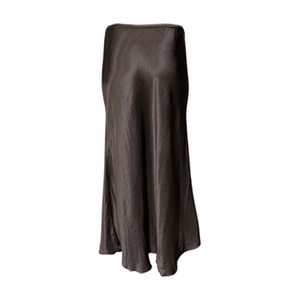 Meg-Chocolate Brown - Satin Skirt