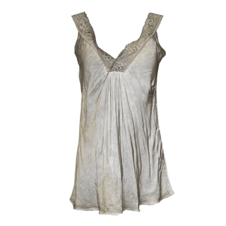 Satin Cami with lace neckline -  taupe-ww.neola.ie