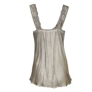 Satin Cami with lace neckline -  taupe-ww.neola.ie