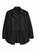 Celsa Black Drape Blouse with Collar