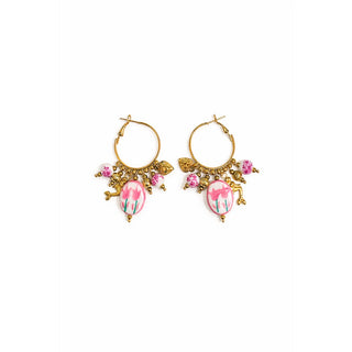 Charm Floral Ceramic Earring - Pink