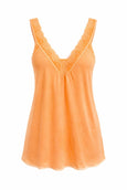 Satin Cami with lace neckline - Fluoro Orange