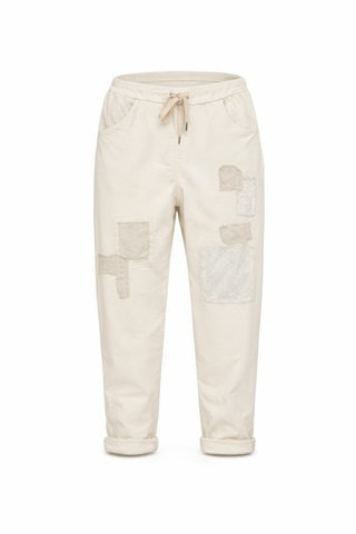 Magic Pant Cropped Sequinned Patch - Soft Beige