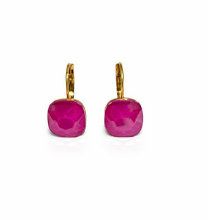 Square Drop Earrings - Pink