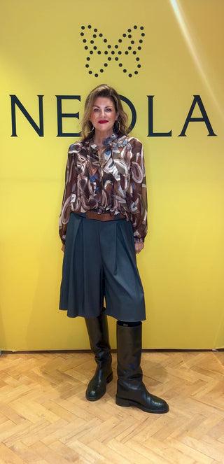 Willow Patterned Blouse with Frills