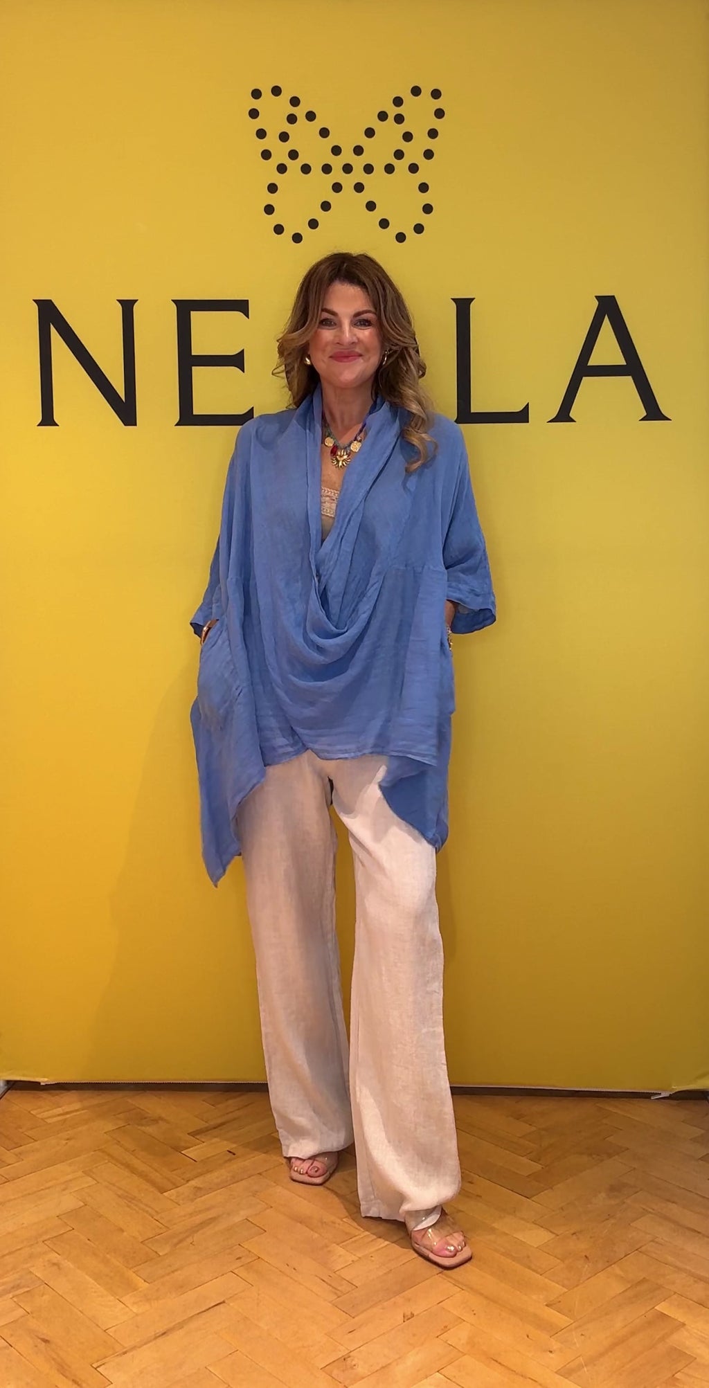 Natasha Loose Linen Tunic - Blue
