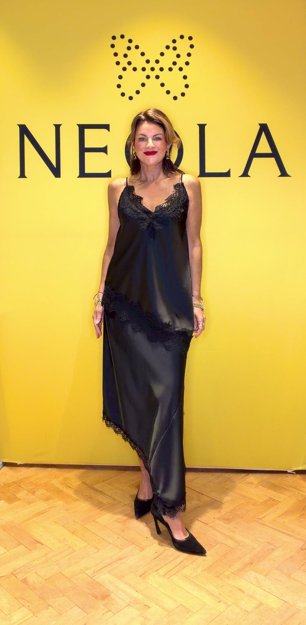 Roz - Asymmetric Satin Cami Black